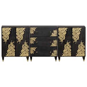 Sada koupelnových skříněk s policí 3 pcs Černá 180 x 33 x 75 cm - obrázek 5
