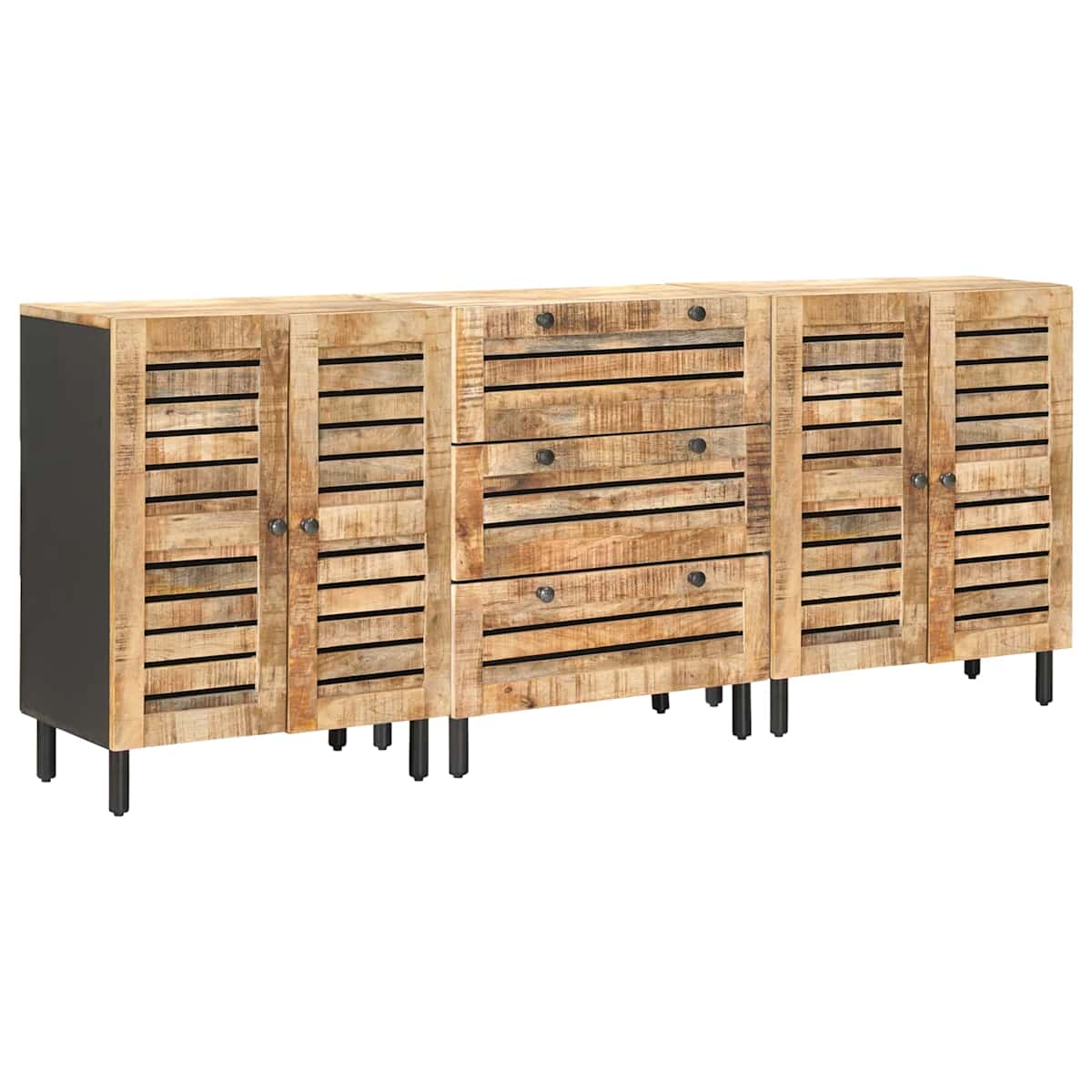 Opbevaringsskabe 3 stk. 180 x 33 x 75 cm Massivt mangotræ - Billede 2