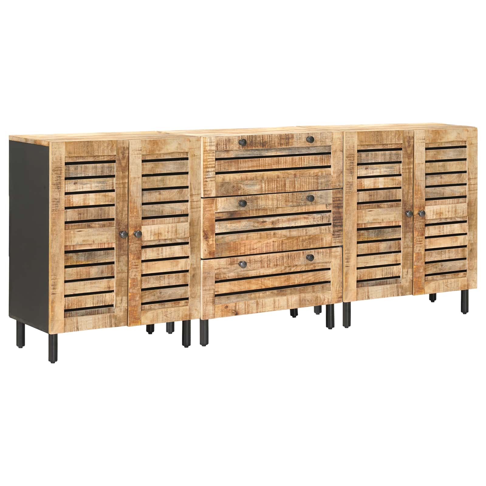 Opslagkasten 3 st 180 x 33 x 75 cm Massief Mango Hout Naturel image 2