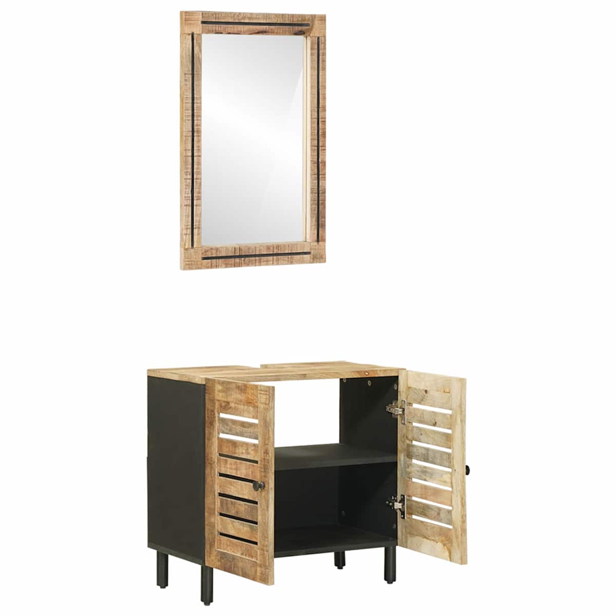 Badeværelsesskabsæt 2 stk. Naturfarvet 62 x 33 x 58 cm - Billede 3