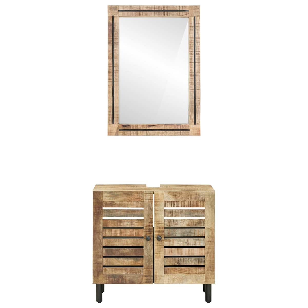 Badeværelsesskabsæt 2 stk. Naturfarvet 62 x 33 x 58 cm - Billede 6
