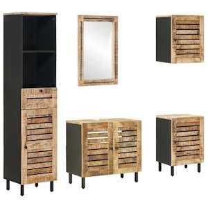 vidaXL Vannitoa kapikomplekt 5 tk Naturaalne 38 x 33 x 160 cm