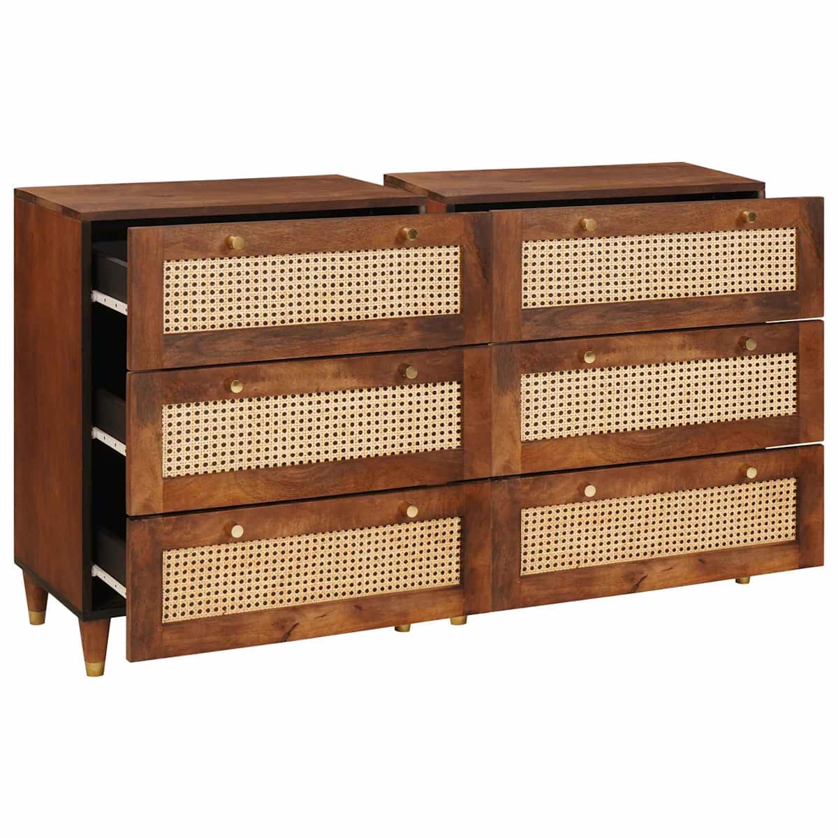 Sidetabel Sæt 2 stk. 60 x 33,5 x 75 cm Massivt mangotræ Brun - Billede 2