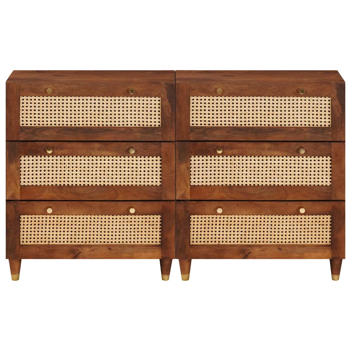 Sidetabel Sæt 2 stk. 60 x 33,5 x 75 cm Massivt mangotræ Brun - Billede 4