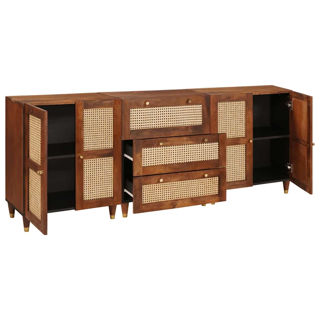 vidaXL Dressoir Set 3 pcs Bruin 180 x 33 x 75 cm Massief mangohout