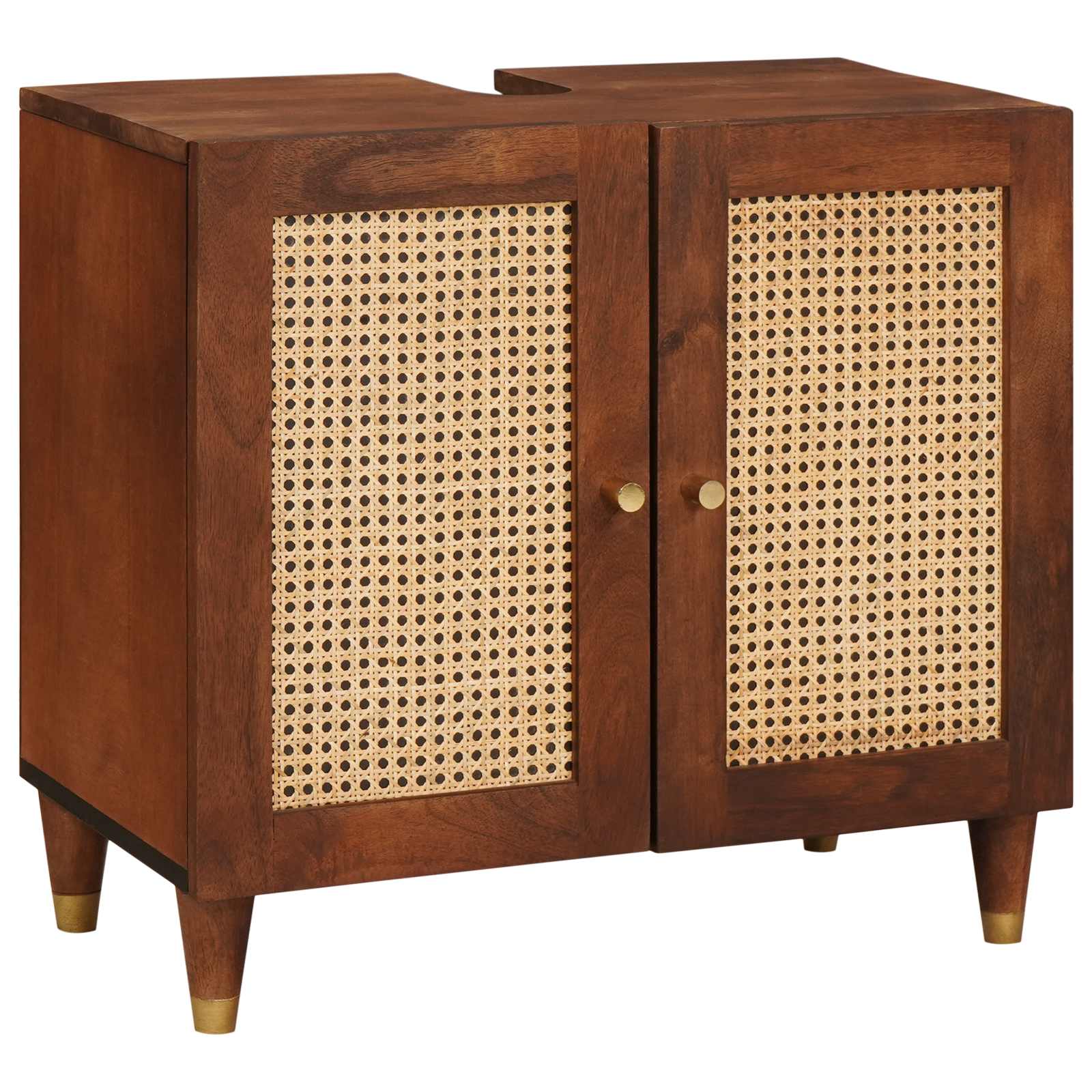 Badkamerkast met plank 2 pcs Zwart en Goud Massief Mango Hout image 3