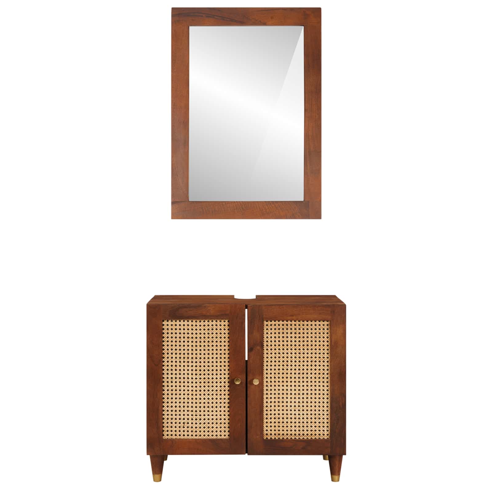 Badkamerkast met plank 2 pcs Zwart en Goud Massief Mango Hout image 5