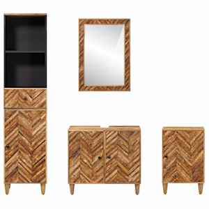 Sada koupelnových skříněk Nástěnný 4 pcs Masivní mangové dřevo - obrázek 7