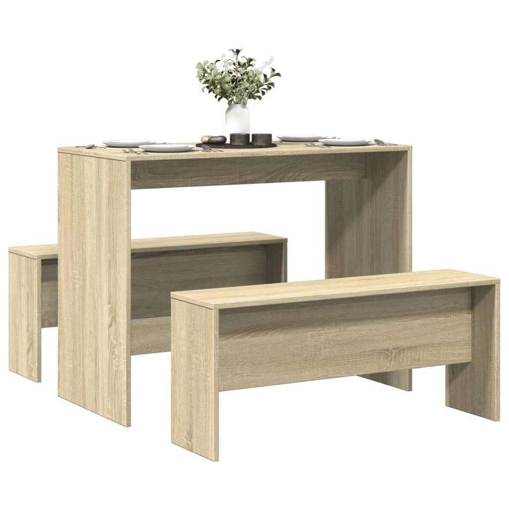  Dining Table and Bench Set 3 Piece Dinner Table Set Engineered Wood vidaXL