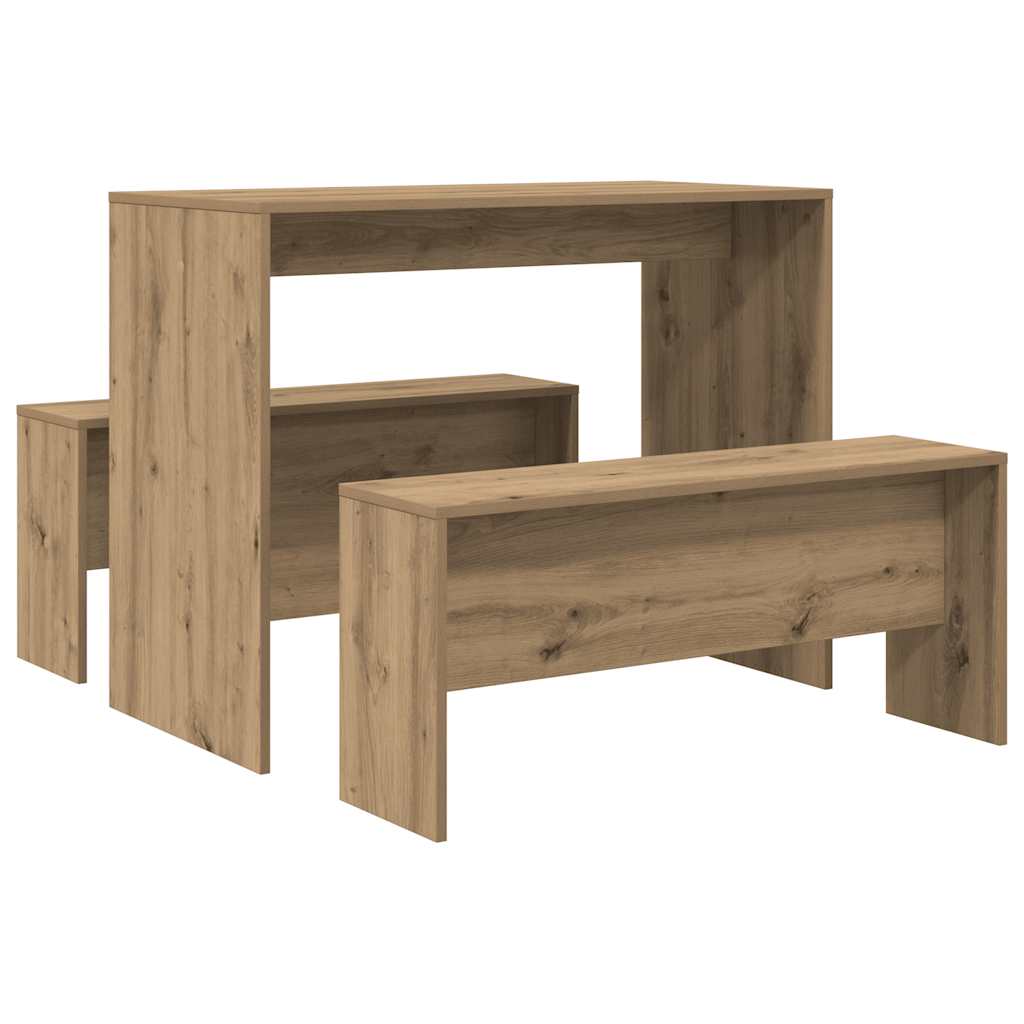 vidaXL 3dílná sada jídelního stolu a lavic dub artisan kompozit
