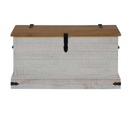 vidaXL Coffre de rangement HALDEN blanc 91x48x47 cm bois massif pin