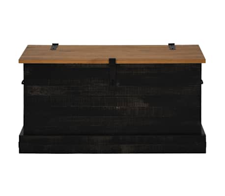 vidaXL Coffre de rangement HALDEN noir 91x48x47 cm bois massif pin