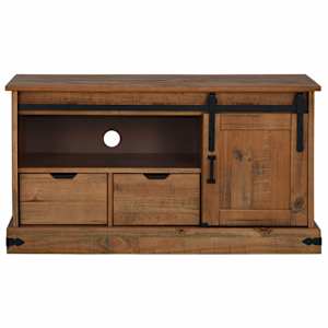 vidaXL TV-Schrank HALDEN mit Schiebet&uuml;r 110x40x60 cm Massivholz