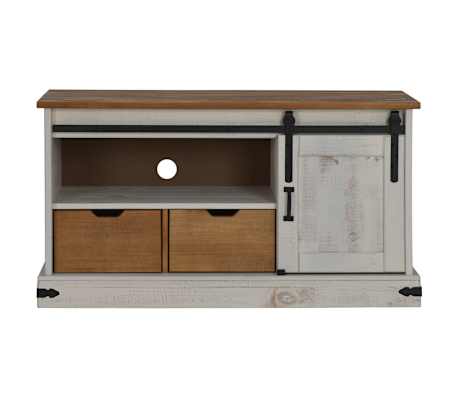 vidaXL Meuble TV HALDEN avec porte coulissante blanc 110x40x60 cm