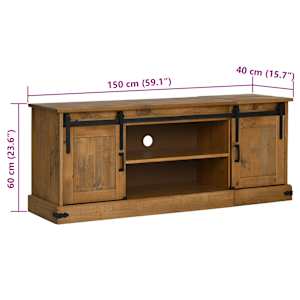 TV skříňka HALDEN 2 posuvné dveře 150x40x60 cm Masivní dřevo - obrázek 9