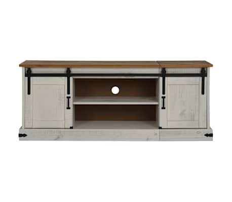 VidaXL Meuble TV HALDEN 2 portes coulissantes blanc 150x40x60 cm