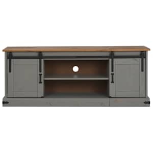 TV skříňka HALDEN 2 posuvné dveře šedá 150x40x60 cm masiv - obrázek 3
