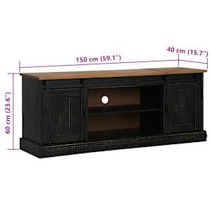 TV skříňka HALDEN 2 posuvné dveře černá 150x40x60 cm masiv - obrázek 9