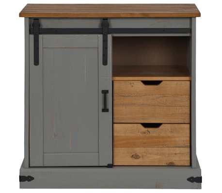 vidaXL Dressoir HALDEN met schuifdeur 80x40x80 cm massief hout grijs