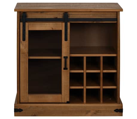 vidaXL skenkur HALDEN me&eth; rennihur&eth; 80x40x80 cm gegnheilum vi&eth;