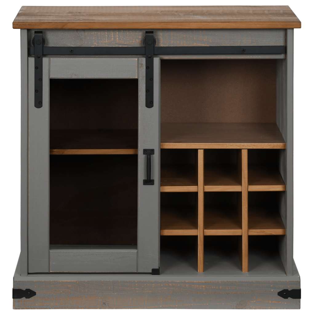 vidaXL Dressoir HALDEN met schuifdeur 80x40x80 cm massief hout grijs afbeelding