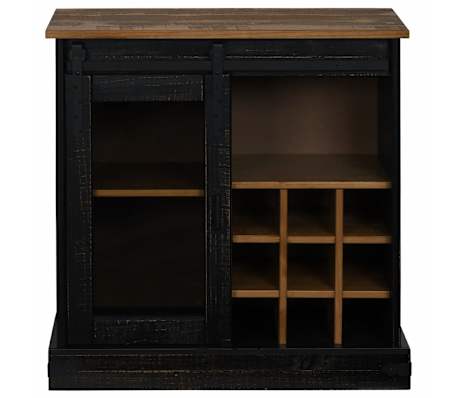 vidaXL skenkur HALDEN me&eth; rennihur&eth; Svartur 80x40x80 cm gegnheilum vi&eth;