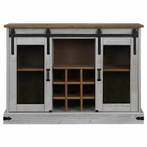 vidaXL Bufetă HALDEN 2 uși glisante alb 112x40x80 cm lemn masiv