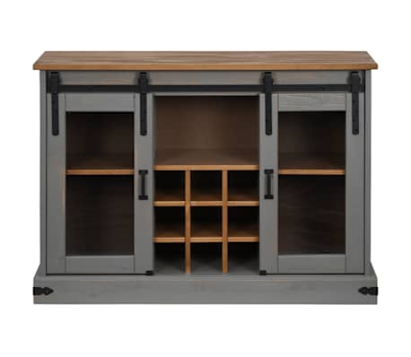 vidaXL bufete HALDEN 2 bīdāmās durvis pelēka 112x40x80 cm masīvkoka