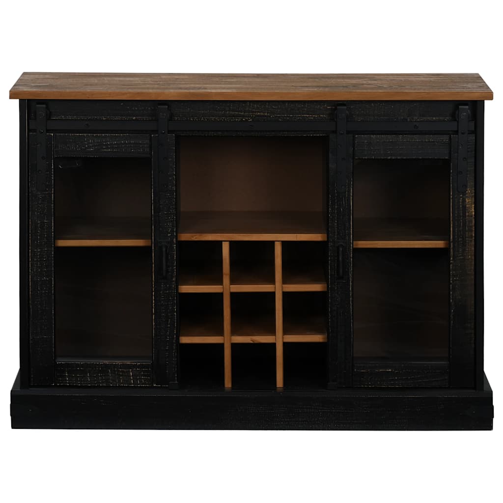 vidaXL Dressoir HALDEN 2 schuifdeuren 112x40x80 cm massief hout zwart afbeelding