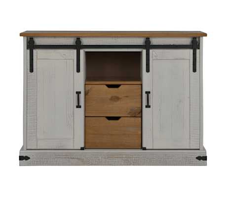 vidaXL Sideboard HALDEN 2 Schiebet&uuml;ren Wei&szlig; 112x40x80 cm Massivholz