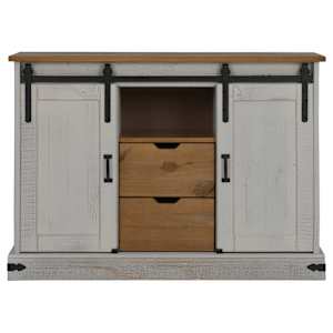 vidaXL Sideboard HALDEN 2 Schiebet&uuml;ren Wei&szlig; 112x40x80 cm Massivholz