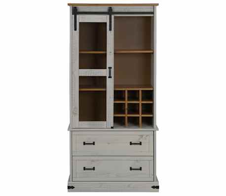 vidaXL Weinschrank HALDEN mit Weinregalen und Schiebet&uuml;r Wei&szlig; Kiefer