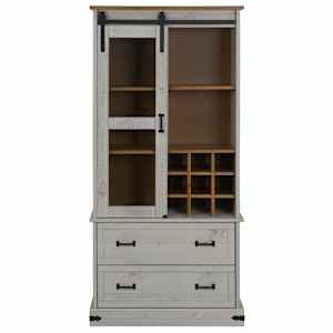 vidaXL Weinschrank HALDEN mit Weinregalen und Schiebet&uuml;r Wei&szlig; Kiefer