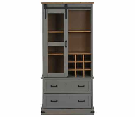 vidaXL Armoire &agrave; vin HALDEN casiers &agrave; vin porte coulissante gris pin