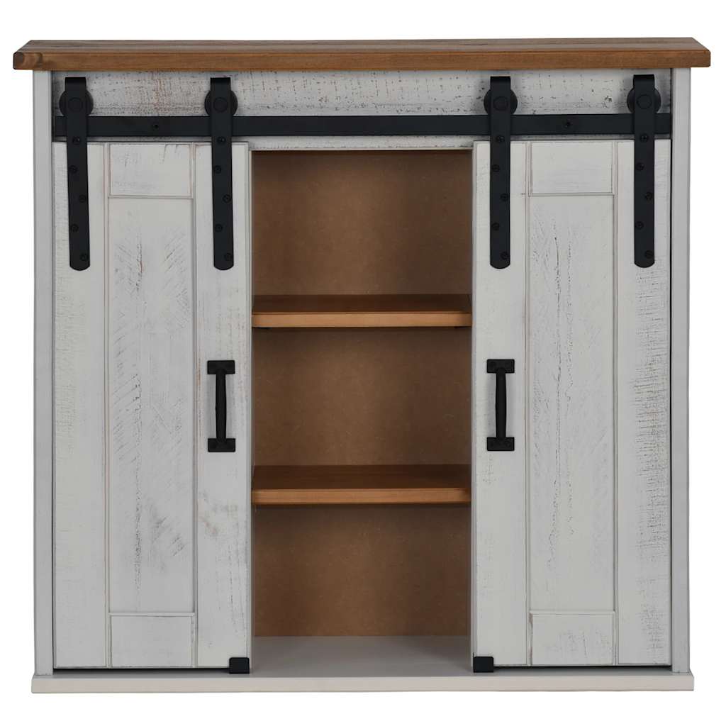 vidaXL Hangkast HALDEN 2 schuifdeuren 75x22,5x70 cm grenenhout wit afbeelding