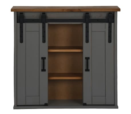 vidaXL Hanging Cabinet HALDEN 2 Sliding Doors Grey 75x22.5x70 cm Pine