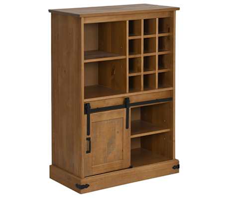 vidaXL HALDEN fenyőfa borszekr&eacute;ny boros &aacute;llv&aacute;nyokkal &eacute;s tol&oacute;ajt&oacute;val