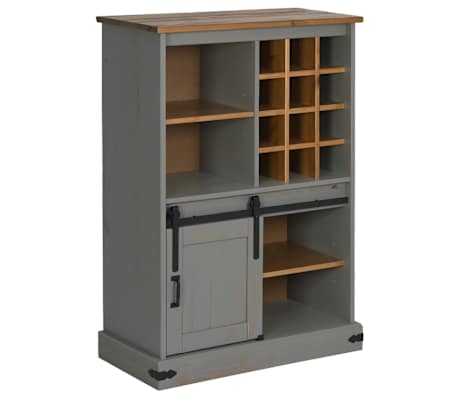 vidaXL Armoire &agrave; vin HALDEN casiers &agrave; vin porte coulissante gris pin
