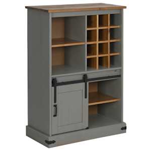 vidaXL Armoire &agrave; vin HALDEN casiers &agrave; vin porte coulissante gris pin