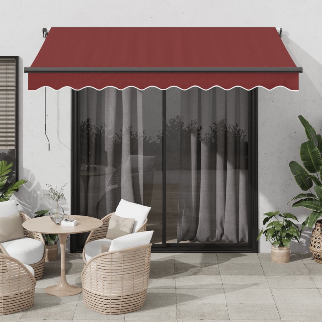 vidaXL Copertina retractabilă automat cu LED-uri, vișiniu, 300x250 cm