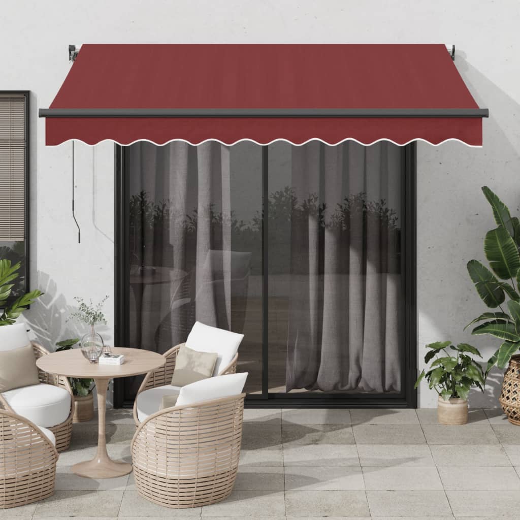 vidaXL Copertina retractabilă automat cu LED-uri, vișiniu, 350x250 cm