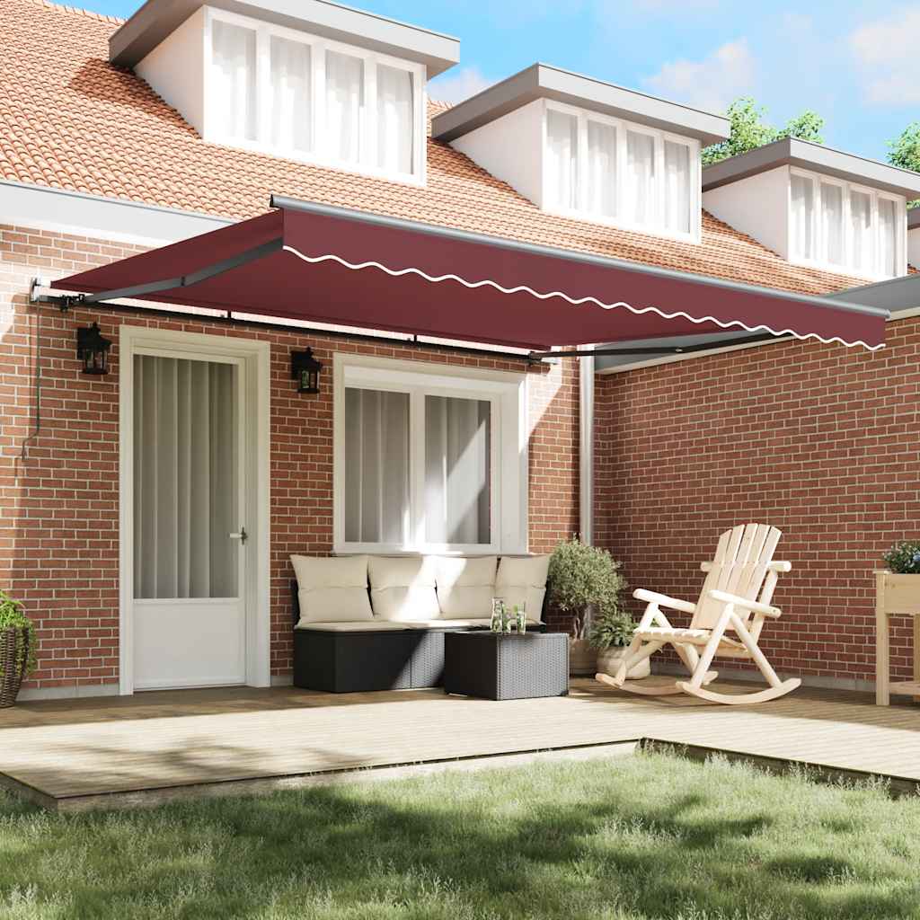 vidaXL burgundi vörös kézzel kihúzható napellenző 400 x 300 cm