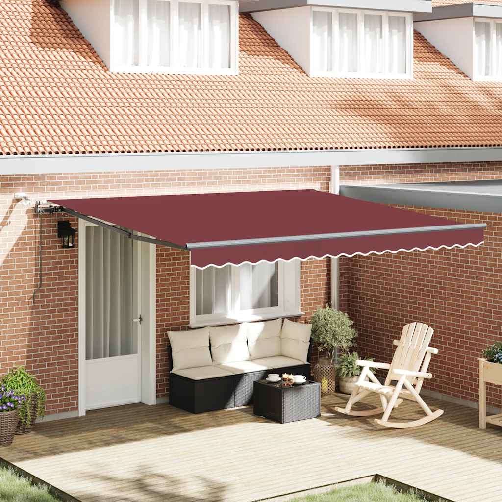 vidaXL Copertina retractabilă automat cu LED-uri, vișiniu, 400x300 cm