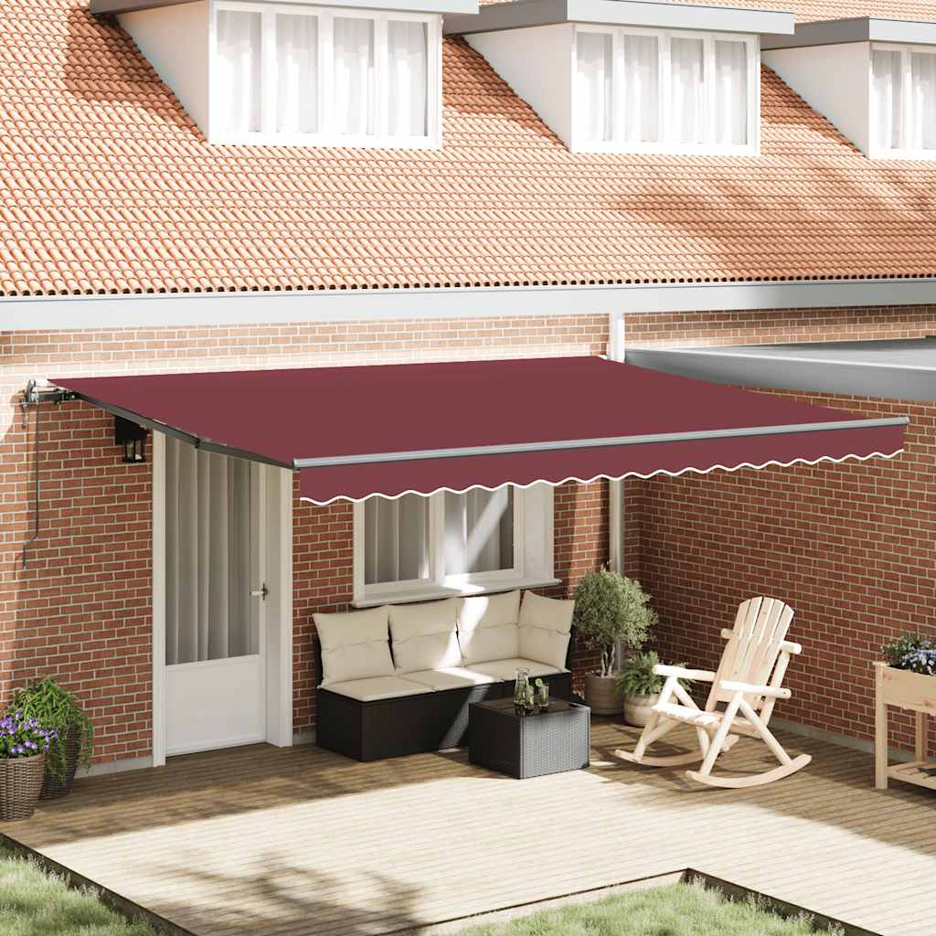 vidaXL Copertina retractabilă automat, vișiniu, 450x300 cm