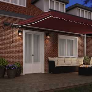 Ručně zatahovací markýza s LED světly burgundská 500 x 300 cm - obrázek 3