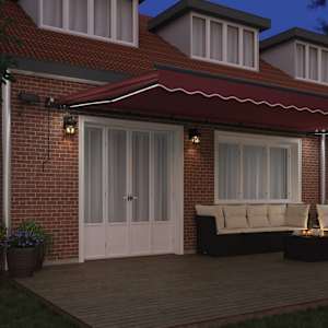 Ručně zatahovací markýza s LED světly burgundská 600 x 300 cm - obrázek 3