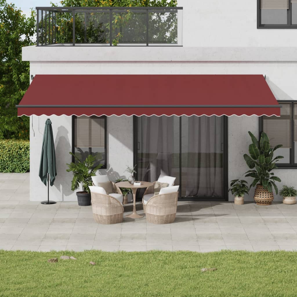 vidaXL Copertina retractabilă manual cu LED-uri, vișiniu, 600x300 cm