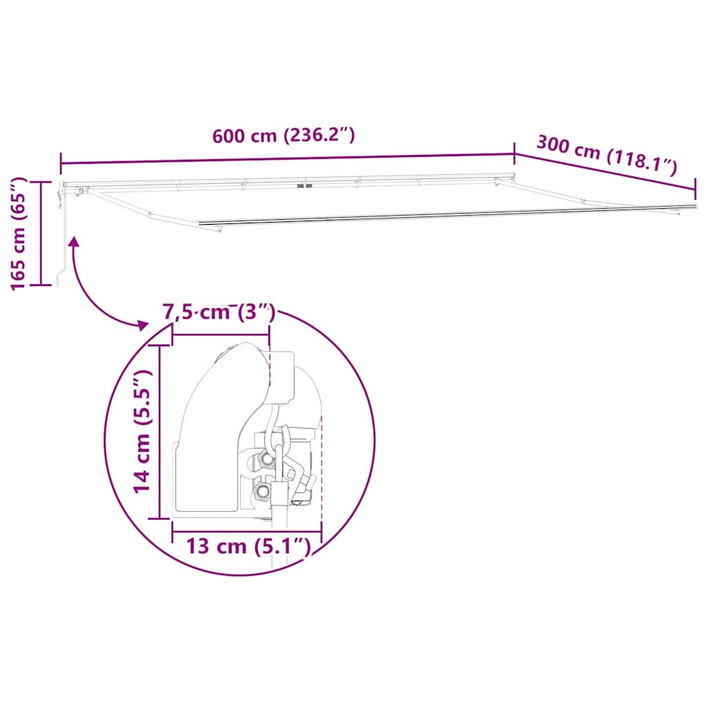 Luifel automatisch uittrekbaar 600x300 cm bordeauxrood image 12