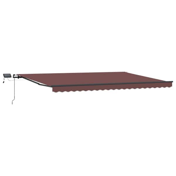vidaXL k&auml;sitsi sisset&otilde;mmatav varikatus LEDiga, pruun, 500x300 cm