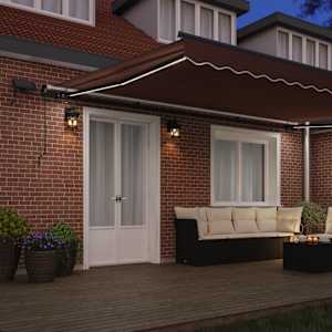 Ručně zatahovací markýza s LED světly hnědá 500 x 300 cm - obrázek 3